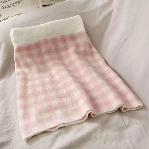Knit Checker Mini Skirt Pink – XS - Picture 1 of 6